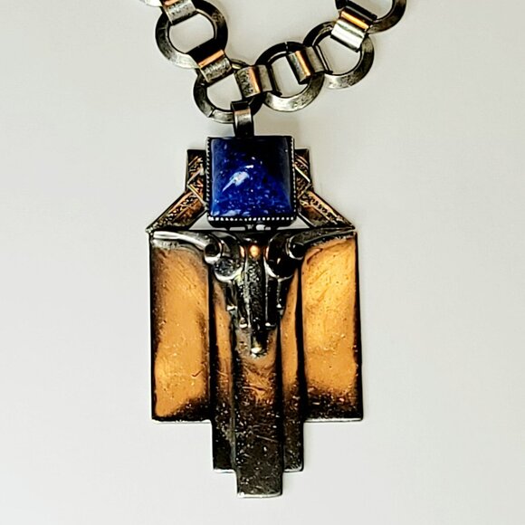 Silver Blue Steer Stone Fashion Necklace Artisan Look Statement Jewelry CT201 - Picture 9 of 12